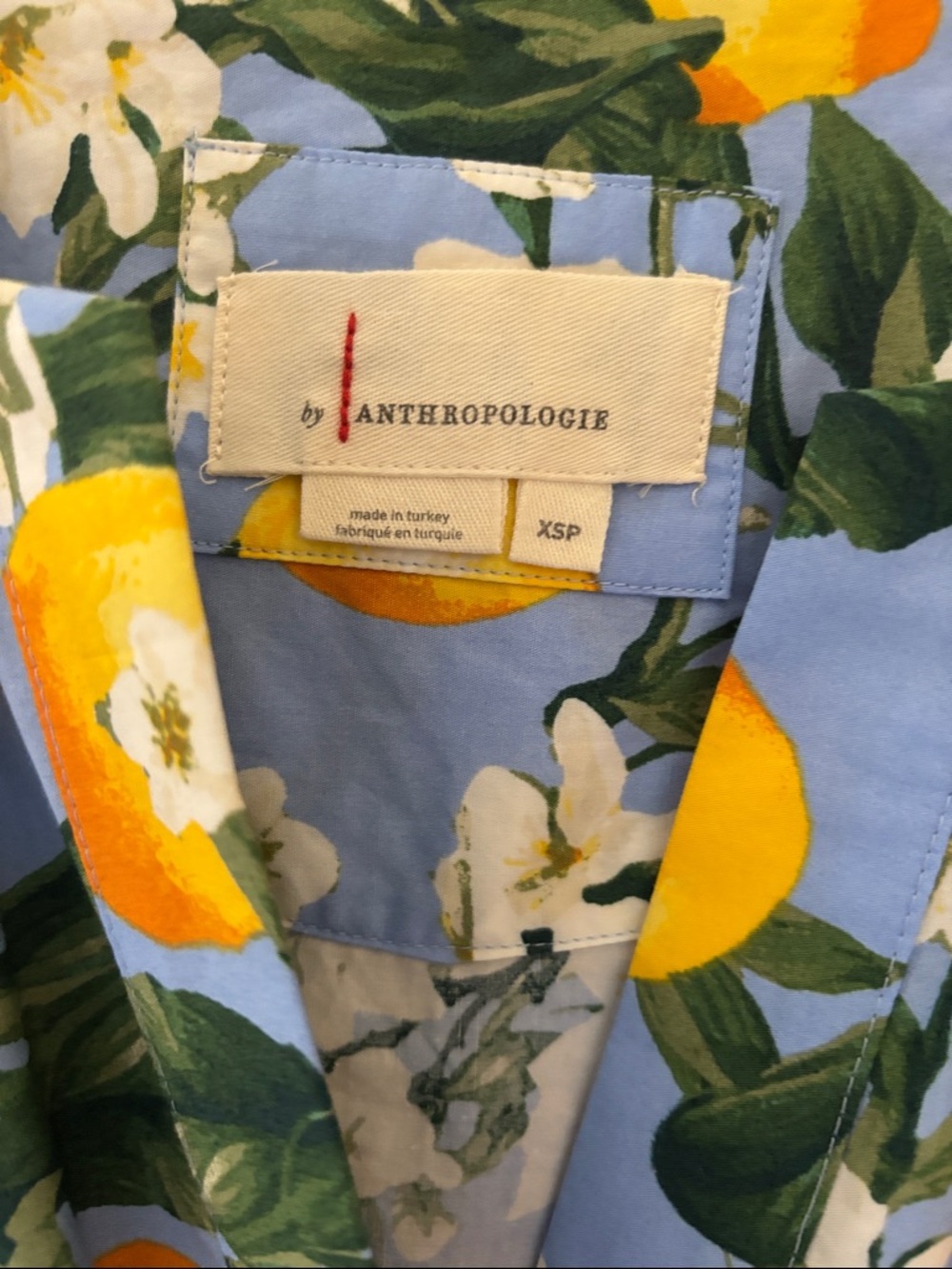 Anthropologie Petite Lemon Floral Blue Maxi Dress - Picture 5 of 5